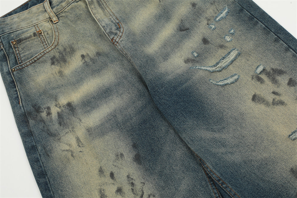Distressed Dirty Ripped Jeans For Men