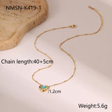 Fashion Design Love Heart-shaped Natural Stone Pendant Titanium Steel Necklace Ins