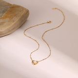 Fashion Design Love Heart-shaped Natural Stone Pendant Titanium Steel Necklace Ins