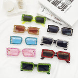 Women's Glasses Sunglasses With Diamond Small Frame Sun Vacation Beach