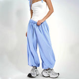 Elastic Waist Striped Loose Lantern Trousers