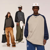 Heavy Contrast Color Raglan Sleeve Long Sleeve