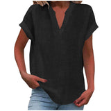 Solid Color Short Sleeve Women's Shirt