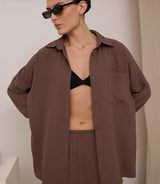 Women's Solid Color Cardigan Pocket Casual Wide-leg Trousers Suit