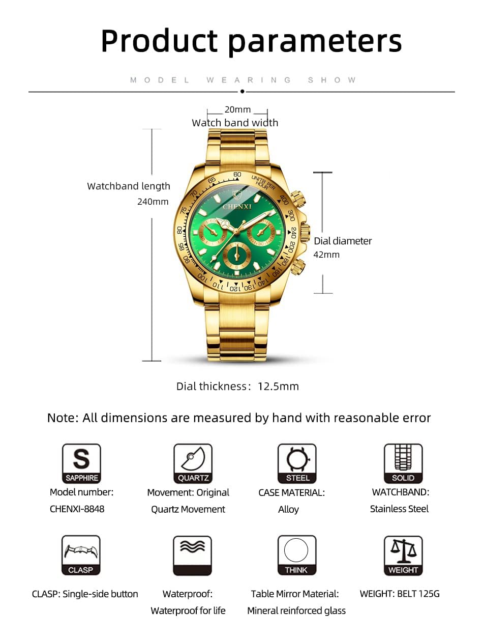 FANMIS Classics Business Analog Watch Big Face Quartz Luminous Waterproof Analog Quartz Stainless Steel Watch Elegant Gift Watch for Men