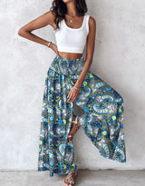 Women's Retro Floral Printed Waist-controlled Wide-leg Pants