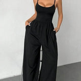 New Women's Solid Color Sling Jumpsuit Casual Minimalist Style