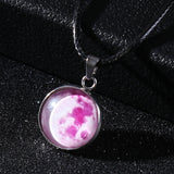Time Stone Christmas Moon Night Sky Luminous Alloy Pendant Necklace