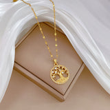 Gold-plated Micro-inlaid Full Rhinestone Zircon Lucky Tree Light Luxury Cross-border Necklace