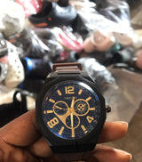 Men's Leather Strap Sports Pointer Quartz Watch