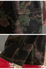 Spring And Summer Lean Printing Jean Overalls Women