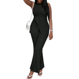 Plus Size Women's Fashion Sleeveless Top Wide-leg Casual Pants Two-piece Set