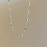 Square Color Fine Clavicle Chain Necklace Light Luxury