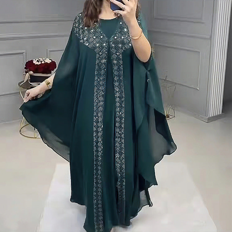 African European And American Dress Robe Pearl Chiffon