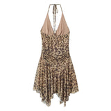 Women's American Retro Hot Girl Sexy Leopard Print Dress