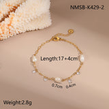 European And American Ins Freshwater Pearl Necklace Color Zircon Titanium Steel Bracelet
