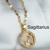 Golden Twelve Constellation Pendant Necklace INS Style
