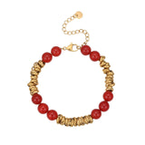 Retro Design Natural Stone Stainless Steel Bracelet Plated With Real Gold Special-interest