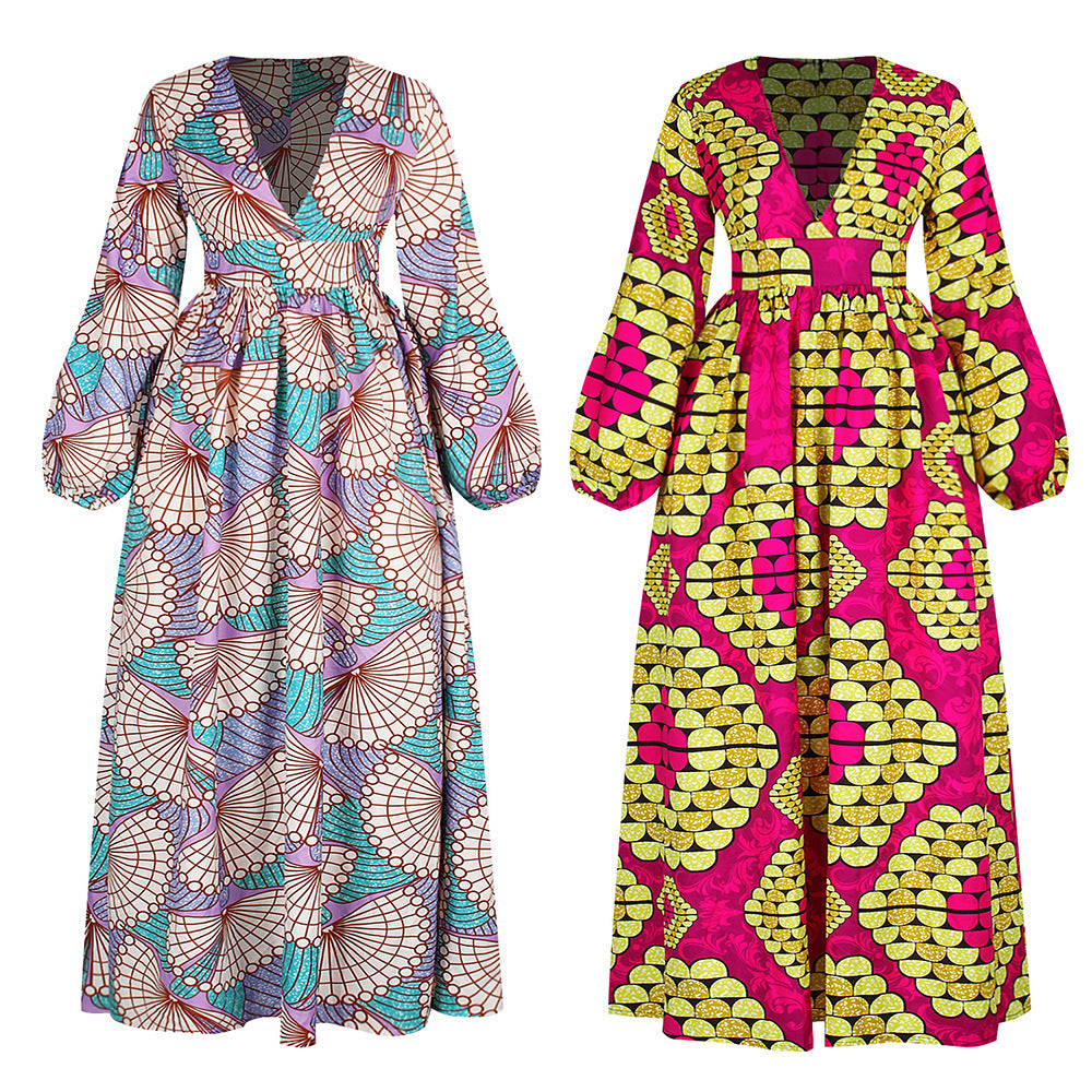 African national style big swing skirt medium length