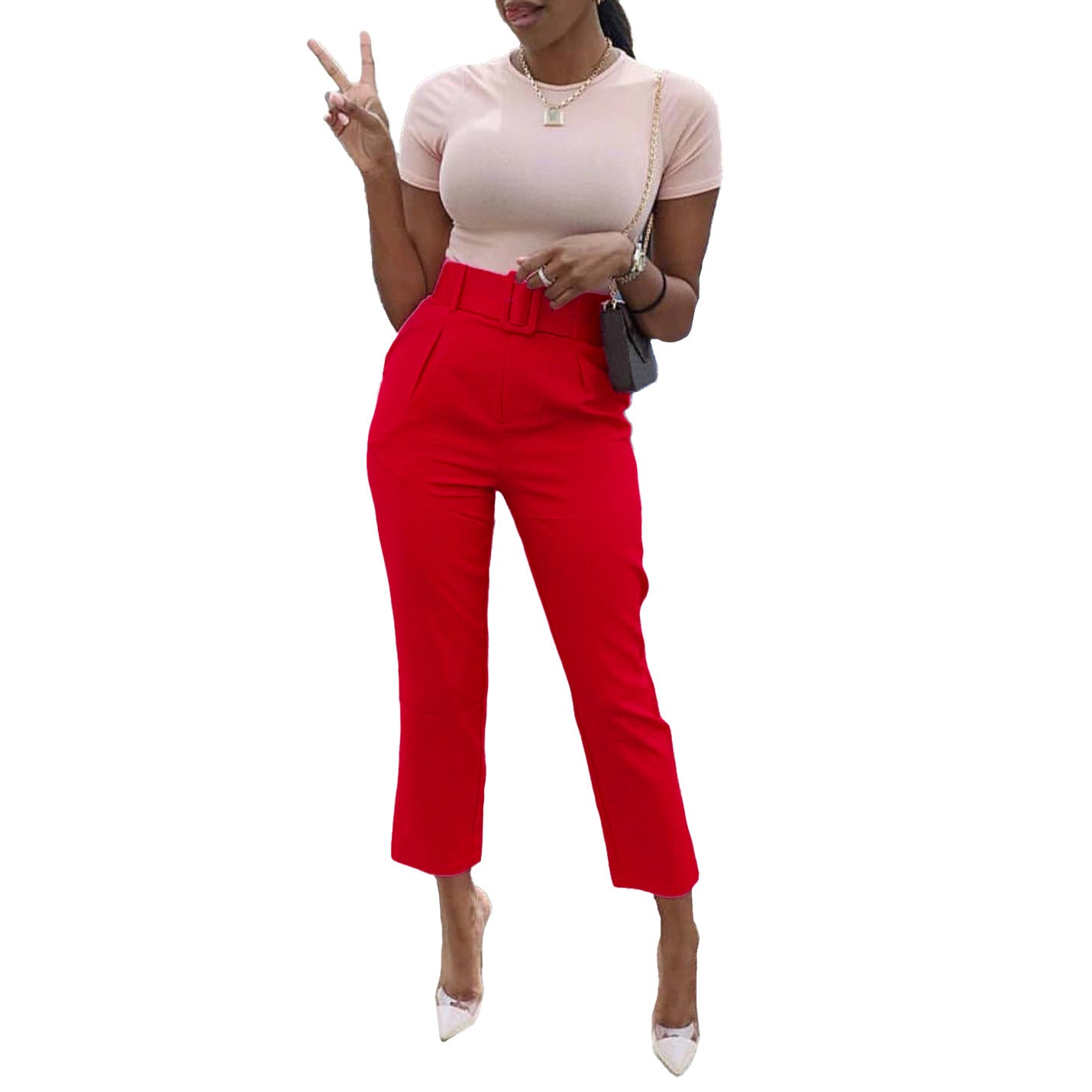 Elegant OL Professional Suit Pants Slim Skinny Pants African High Waist Casual