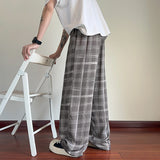 Plaid Ice Silk Men's Summer Thin Cool Casual Trousers