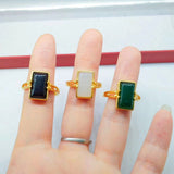 Brass Gold-plated Long Gem Electroplated Live Ring