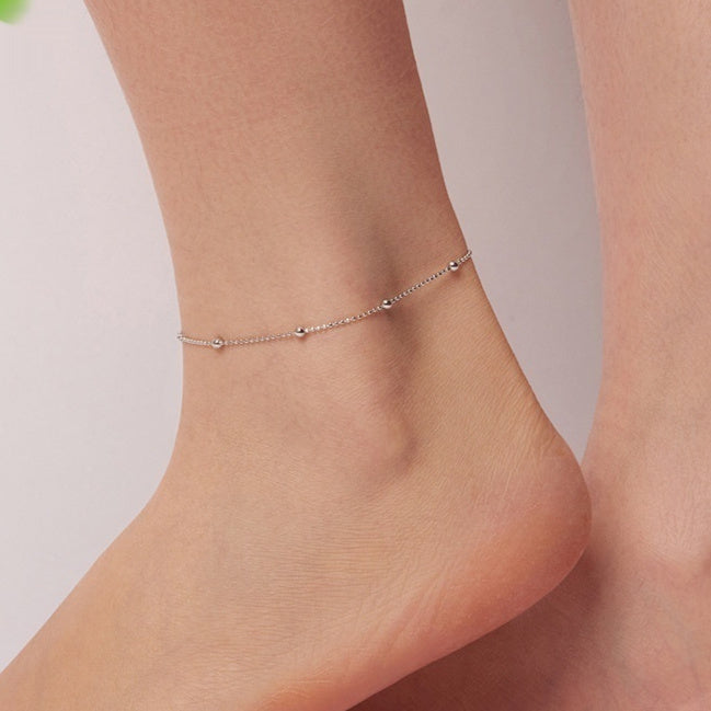 Silver Ziyun New Simple Argent Pur Bead Necklace Anklet For Women