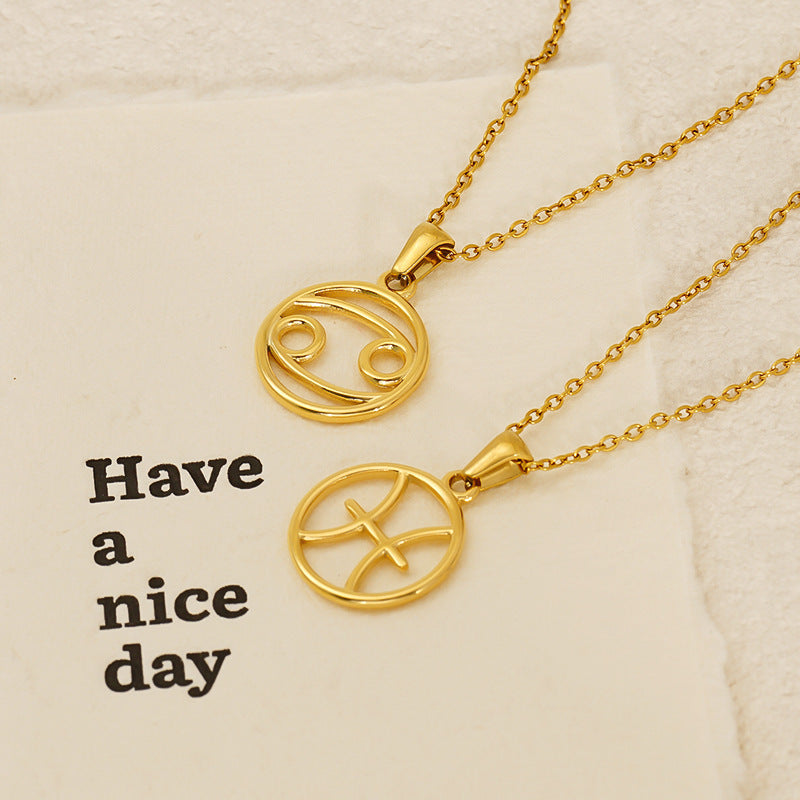 Fashion Titanium Steel Necklace Twelve Constellation