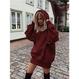 Women's hooded loose long sleeve thick sweater