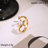 Geometric Design Stainless Steel Open Titanium Steel Ring