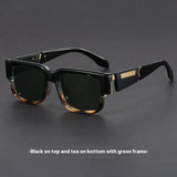 Gray Blue Square Thick Frame Sunglasses UV-proof Retro Simple Sun Glasses