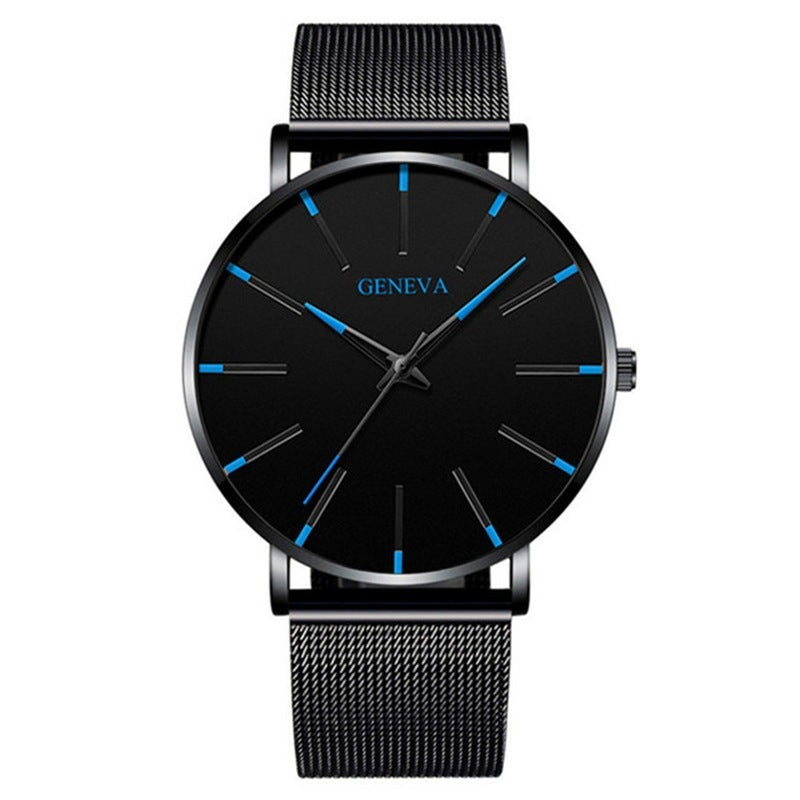 Fashion Simple Fake Three-eye Steel Belt Quartz Watch