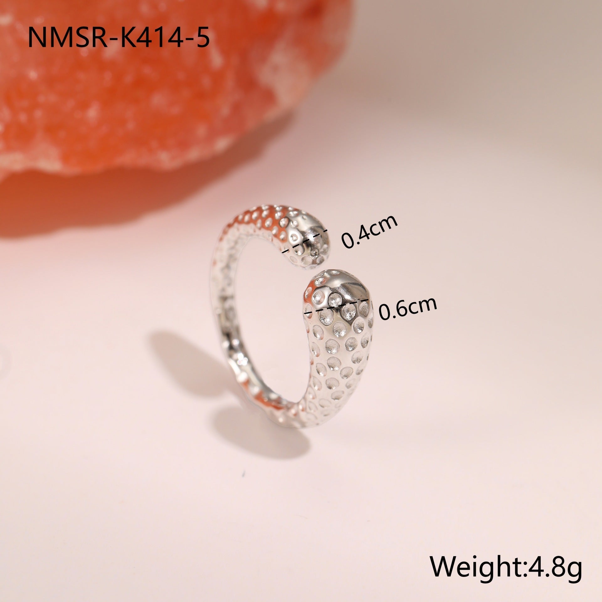 European And American Design Geometric Hammer Pattern Niche Temperament Open Ring