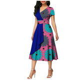 African Batik Double-sided Printed Short-sleeved Women's Cotton Dress