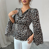 Women's Elegant Leopard Print High-end Long-sleeved Shirt