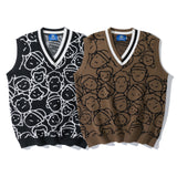 Knit Sweater Couple Printing Sleeveless Sweater Men