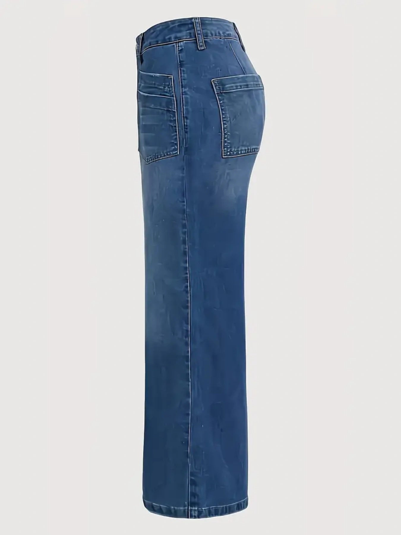 New Women’s Straight Leg Wide Leg Jeans, Slim Fit, Built-in Zipper, Designed Pocket, Suitable For Students, Work, And All Season Wear