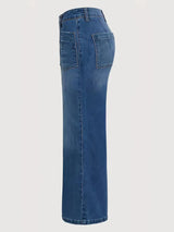 New Women’s Straight Leg Wide Leg Jeans, Slim Fit, Built-in Zipper, Designed Pocket, Suitable For Students, Work, And All Season Wear