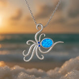Hawaiian Style Octopus Opal Necklace Ocean Vacation Style