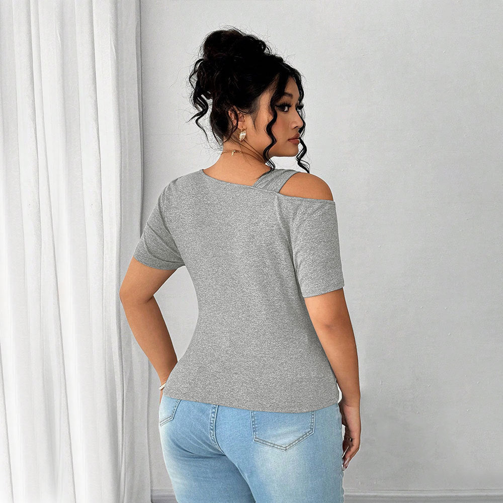 Simple Twist Design Irregular Short T-shirt