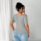 Simple Twist Design Irregular Short T-shirt