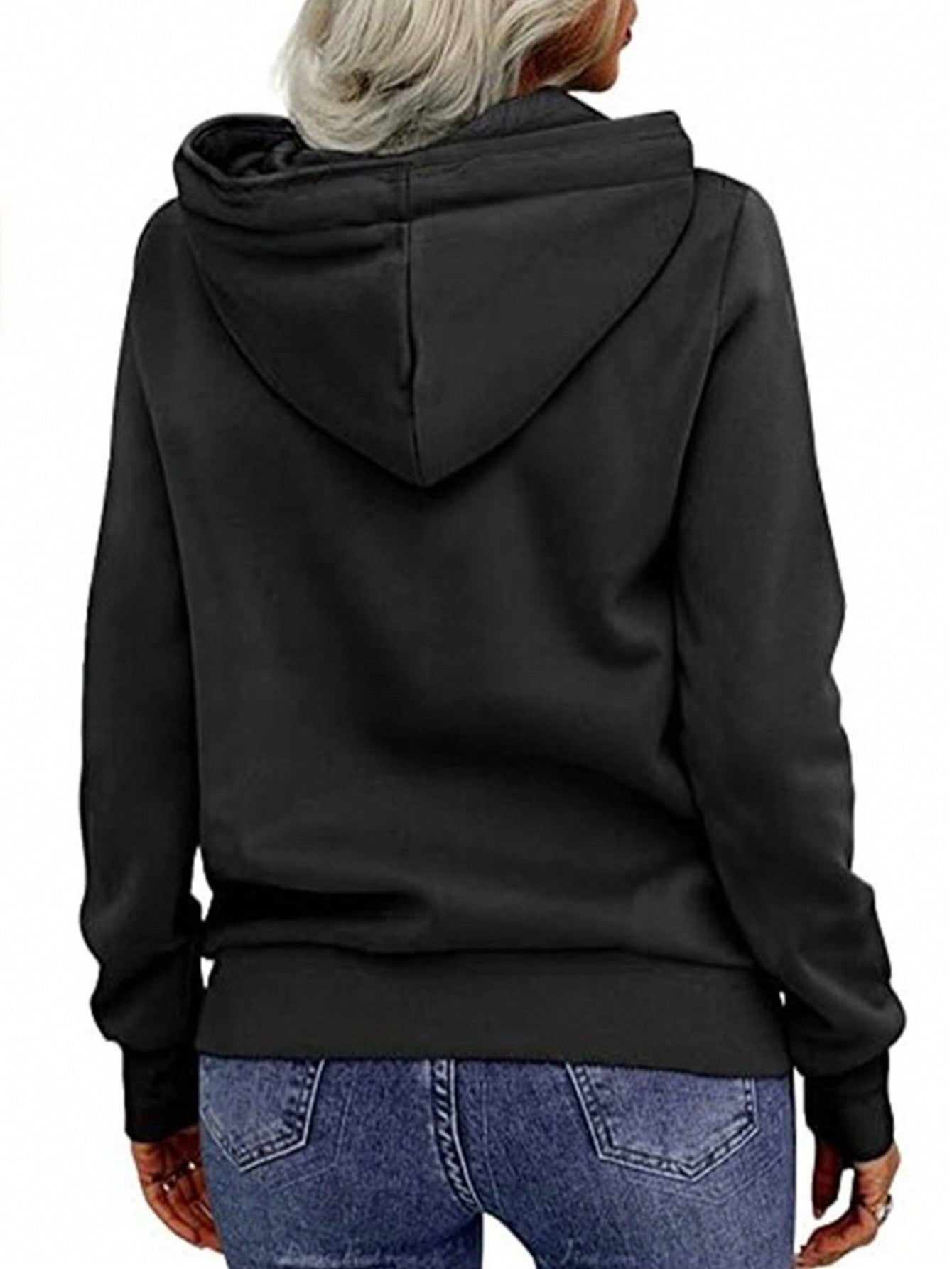 INAWLY Split Collar Zip-Up Hoodie Sweatshirt