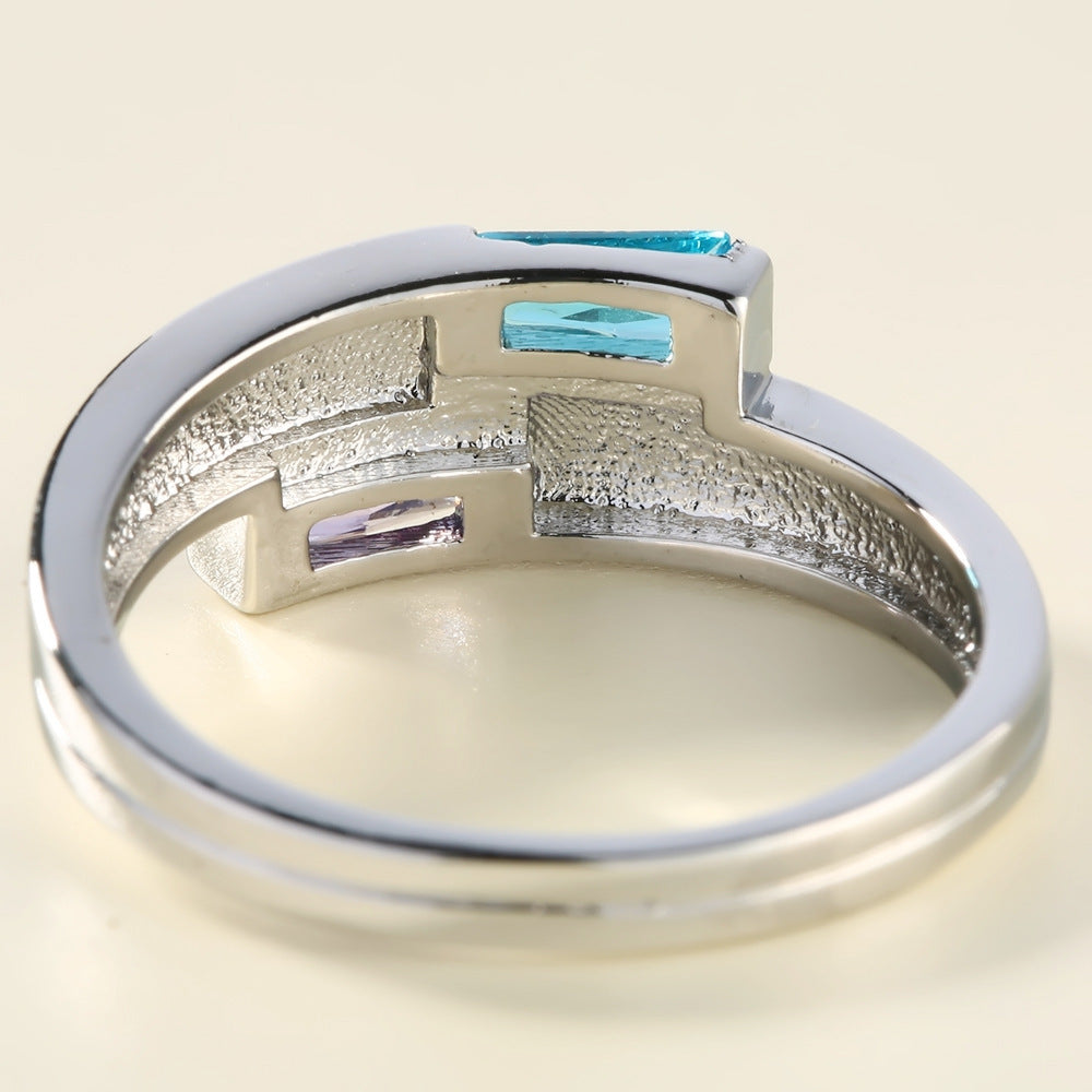 Copper Inlaid Zircon European And American Men's And Women's Ring