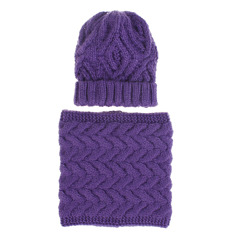 Two-piece knitted hat hat bib set