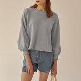 Loose Short Sleeve Lantern Sleeve Splicing Pullover Women's Sweater
