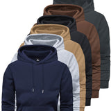 6-Piece Men's Long-sleeved Solid Color Hooded Sweatshirt