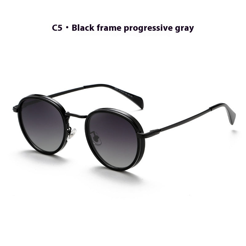 Round Frame Retro Sun Glasses Reflective Lenses