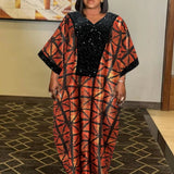 African Ethnic Style Robe With Headscarf Dress