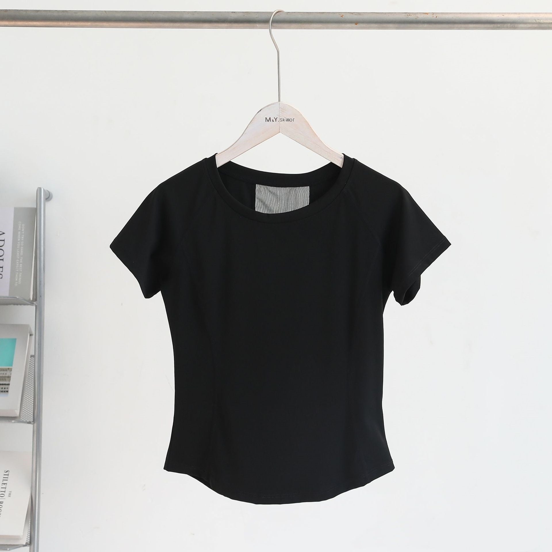 Nude Feel Mesh Stitching Yoga Short-sleeved Sports T-shirt