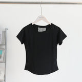 Nude Feel Mesh Stitching Yoga Short-sleeved Sports T-shirt